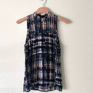 Parker Abstract Silk Print Sleeveless Blouse Size S